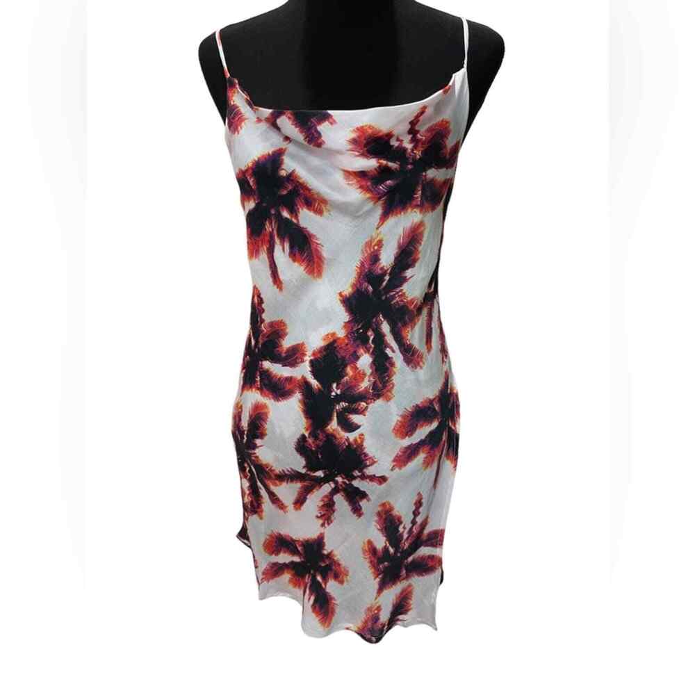 Nordstrom AREA STARS ~ Palm Print Mini Dress In White Multi XS 100% VISCOSE